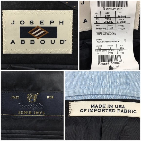 Joseph Abboud Mens Blazer Sport Coat Two Button‎ Casual Jacket 42S Wool Suits - Picture 8 of 13